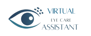 Logo Virtual Eye Care assistant. situate of an eye open blue navy color
